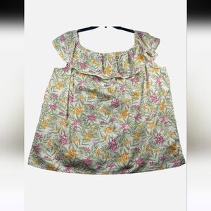 Style & Co. Floral Ruffle Tank Top - Pink, Yellow & Green